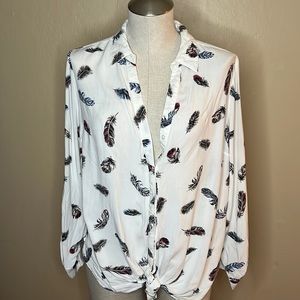 Candies XL Feathers Button Down Blouse